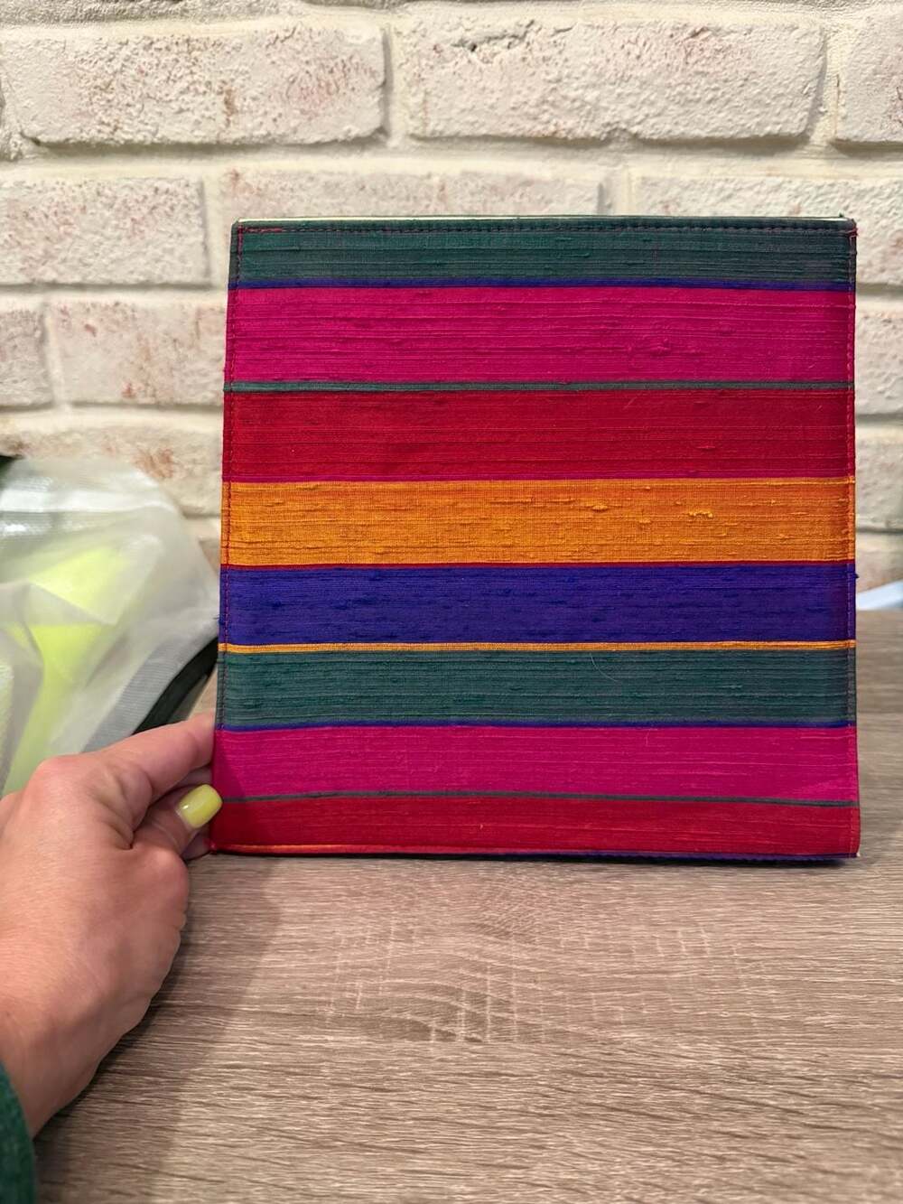 Timothy Hitsman Vintage Striped Silk Shoulder Bag with Gold Chain Strap